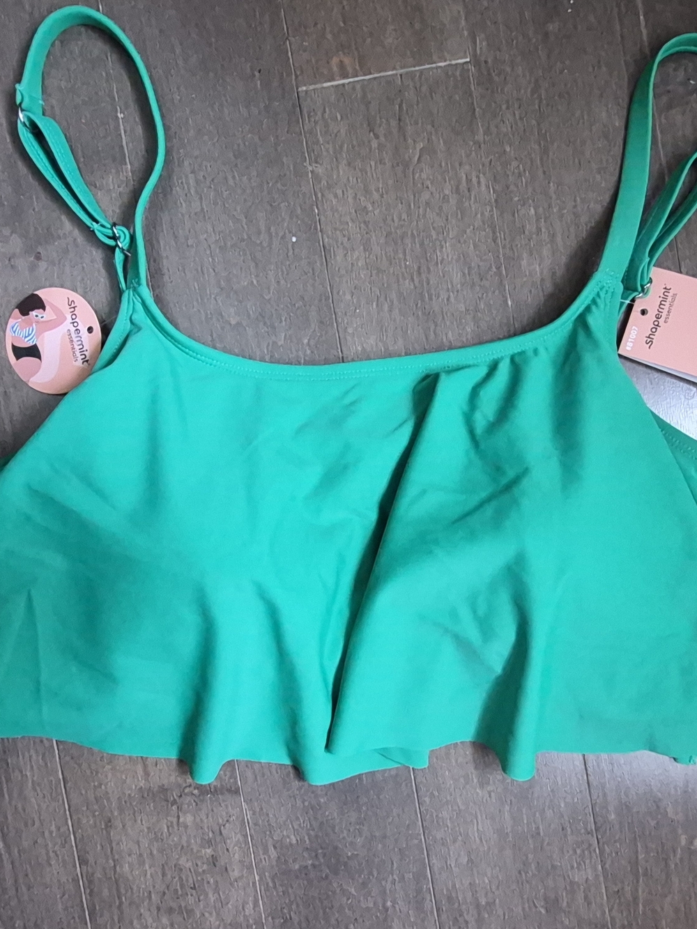 Shapermint Emerald Green Ruffled Bikini Top